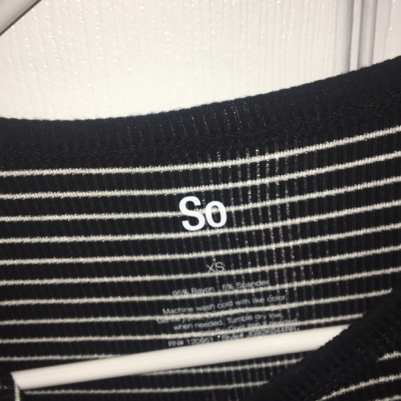 black and white tight striped t shirt - Picture 3 of 4